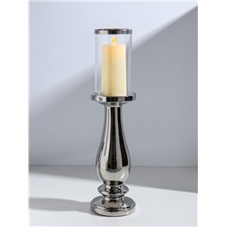 Подсвечник на 1 свечу «Аванти», керамика, стекло, d=8 см, серебро, 10×10×40.5 см