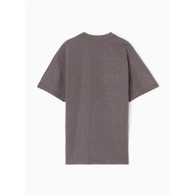 Футболка со стразами женская MIST, серая, размер 46-48