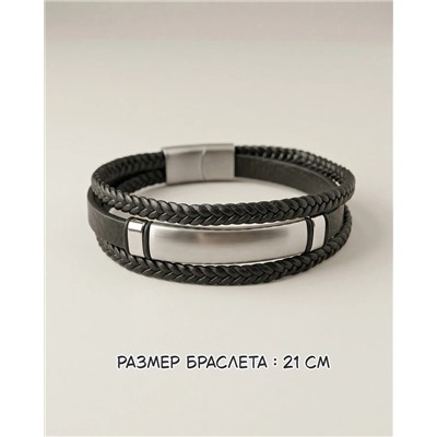 Браслет из стали на кожаном ремешке