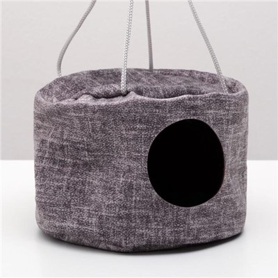Подвесной дом для грызунов круглый, мебельная ткань, флис, 20×15 см, микс цветов