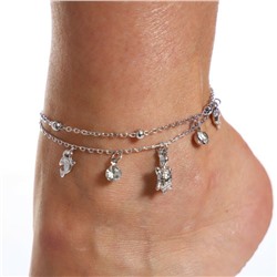 Браслет женский на ногу с подвесками, цвет: серебристый, арт. 018.479