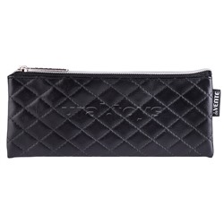 Пенал "Artique" 21,5x9x1 см, плоский для 35 предметов, на молнии, стеганная искусственная кожа наппа до -40C, с подкладом, черный