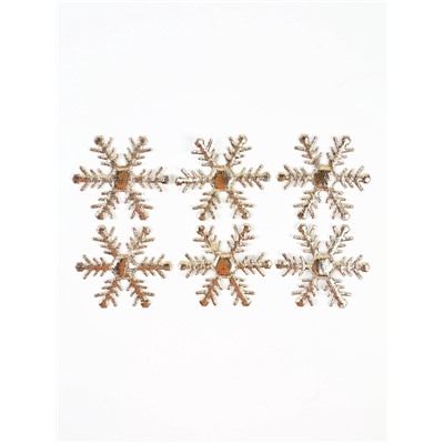 Новогодний набор для декора «Снежинка» цвет золотой, 6.5 см, набор 6 шт.