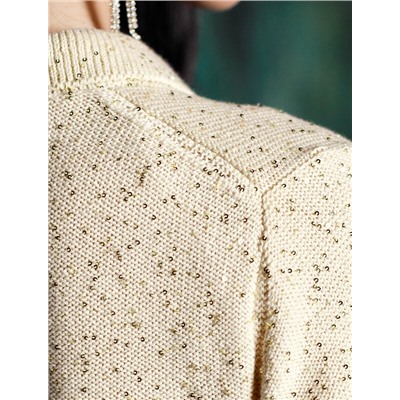 Джемпер поло с застежкой на пуговицы из хлопковой пряжи с пайетками