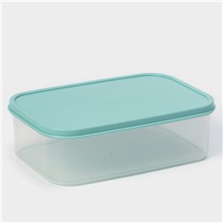 Контейнер для хранения еды Доляна, 1.2 л, пластик, прозрачный, крышка бирюзовая