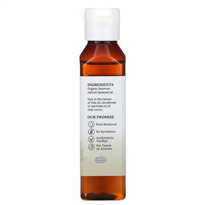 Aura Cacia, Органическое кунжутное масло для ухода за кожей, 4 жидкие унции (118  мл)
