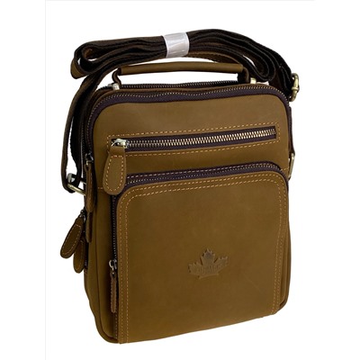 Сумка мужская из натуральной кожи, цвет хаки