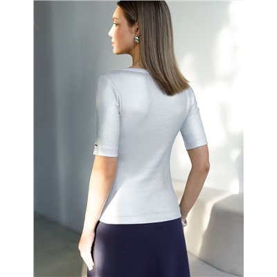 Футболка облегающая из хлопка в рубчик с U вырезом и матовым покрытием металлик