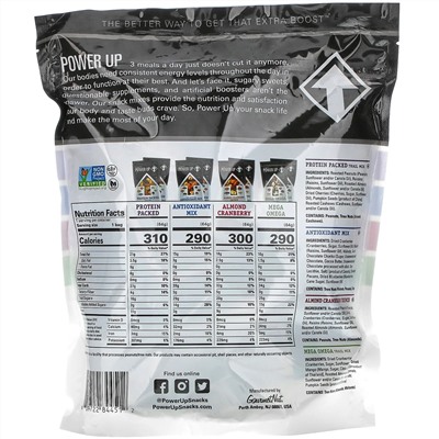 Power Up, On-The-Go Snacking, Assorted Flavors, 8 Snack Packs, 2.25 oz Each