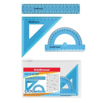 Набор геометрический 3 пр. малый Standard (линейка 15см, угольник 9см/45°, транспортир 180°) 52991 ErichKrause