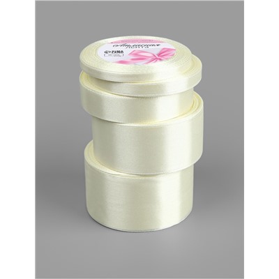 Атласная лента, набор 5 шт., 6/10/20/40/50 мм, 23±1 м, сливочная №02