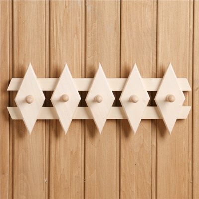 Вешалка для бани и сауны «Ромбик», липа, 45×18×9 см, 5 крючков, «Добропаровъ»