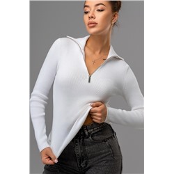 Женский джемпер в рубчик с воротником на молнии Happyfox