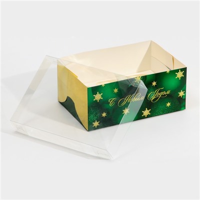 Коробка для капкейка «Зелёный фотографичный Новый год», 23×16×10 см