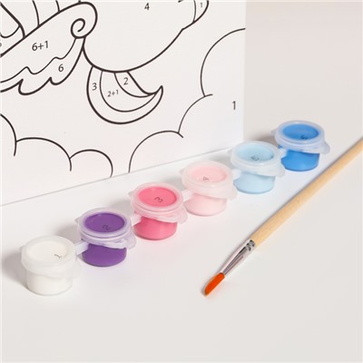 Картина по номерам для детей «Единорожка с шариками», 21×15 см