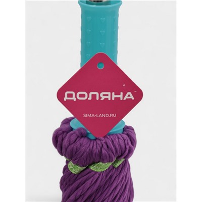 Швабра с отжимом Доляна, верёвочная насадка из микрофибры, нержавеющая ручка, высота 119.5 см