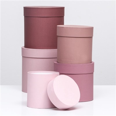 Набор круглых подарочных коробок 5 в 1 «Кофе с молоком», 20×20 ‒ 14×14 см