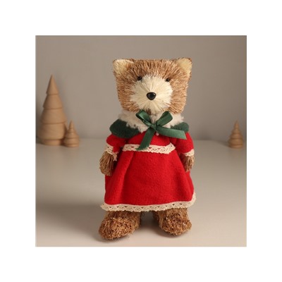 Фигурка новогодняя «Мишутка в платье», 10×10×21 см