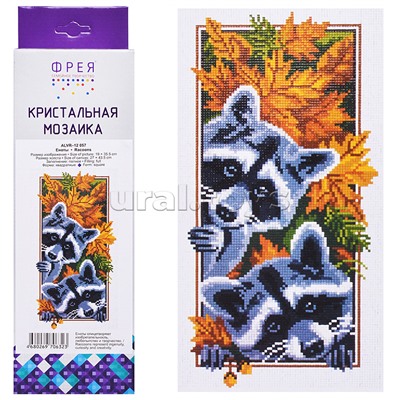 Кристальная (алмазная) мозаика 35.5х19 "Еноты"