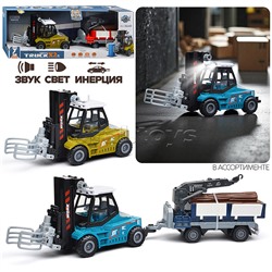 Машина "Погрузчик" с краном (свет, звук) в коробке
