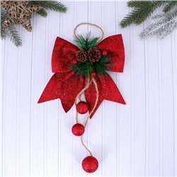 Украшение ёлочное «Зимнее волшебство. Бант», новогоднее, 16×18.5 см, красное