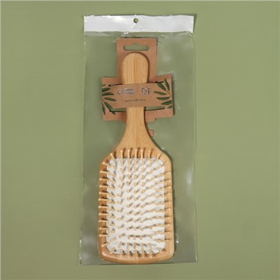 Расчёска массажная BAMBOO, широкая, бамбуковая, 8×25(±1) см, цвет «светлое дерево»