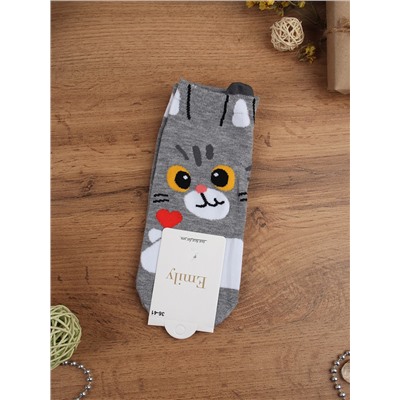 Носки р. 35-40 Кошка короткие / L812 /уп 10/500/1200/ ОДНА ПАРА/ МАРКА