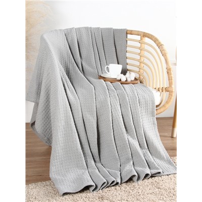 Плед «Этель» Waffle, 220×240 см, серый, 340 г/м²