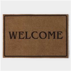 Коврик придверный Доляна Welcome, без окантовки, 40×60 см, бежевый