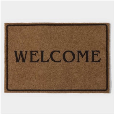 Коврик придверный Доляна Welcome, без окантовки, 40×60 см, бежевый