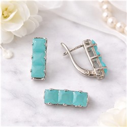 Комплект ювелирной бижутерии коллекция "Дубай" серьги и кольцо 18 р, покрытие посеребрение, вставка: фианиты, цвет: тиффани, арт.007.300-18