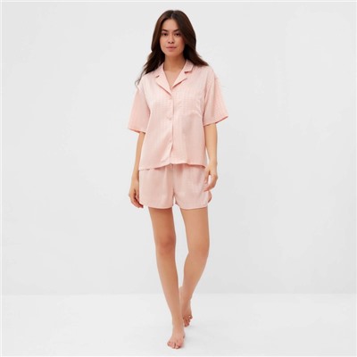 Пижама женская (рубашка, шорты) KAFTAN Silk, размер 40-42, розовая