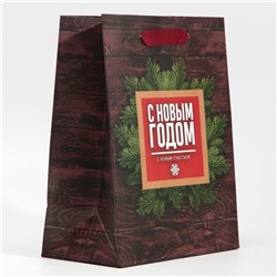 Пакет подарочный новогодний ламинированный «С Новым годом», MS 18×23×10 см