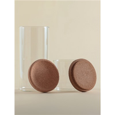 Банки для сыпучих SL Home «Алькорноке», 2 банки 280 ми, 2 банки 650 мл, с пробковой крышкой, на подставке, стекло, прозрачные