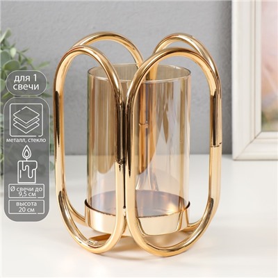 Подсвечник на 1 свечу «Октавия», под золото, d=9.5 см, 12.3×12.3×20 см
