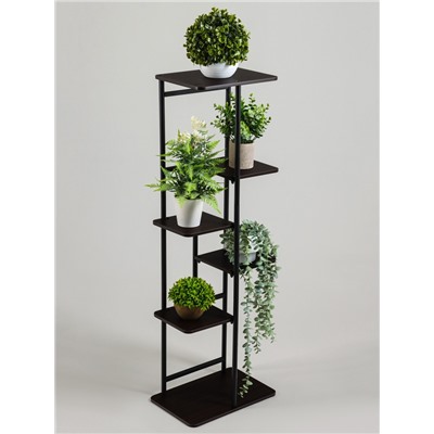 Подставка для цветов Greengo, 6 полок, 36×23×106 см, напольная, каркас металл, полки МДФ, чёрная