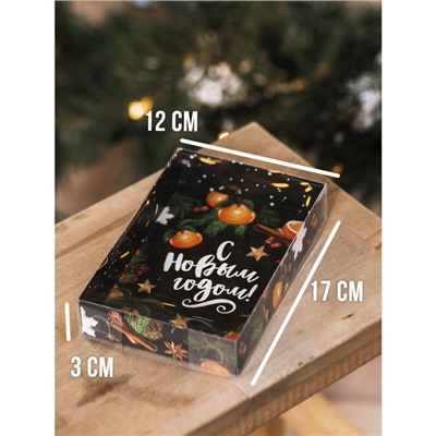 Коробка для кондитерских изделий «С Новым годом», 18×12×3.5 см