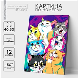 Картина по номерам на холсте с подрамником «Яркие котики», 40×50 см