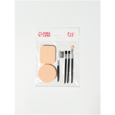 Набор для макияжа, 6 предметов, чёрный, бежевый