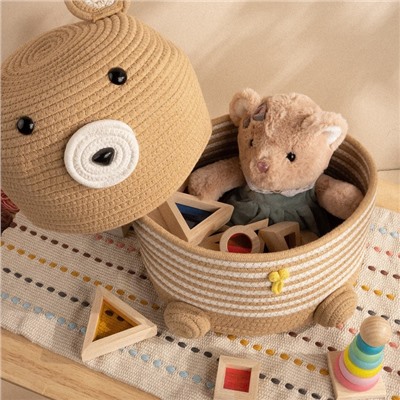 Корзина для игрушек SL Home «Медведь», плетёная, ручной работы, 25×26×41 см, коричневая
