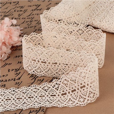 Кружево вязаное, 45 мм, 10±1 м, бежевое