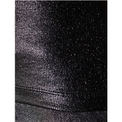 Топ с закрытым декольте из хлопка с эластаном в рубчик с матовым покрытием металлик