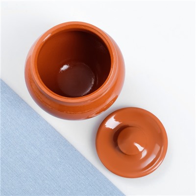 Горшочки для запекания Вятская керамика «Трио», набор 3 шт., ухват, 500 мл, терракота