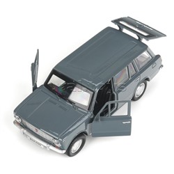 Машина металл Ваз-2102 12 см, двери, багаж, инер, серый