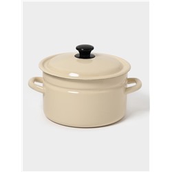 Кастрюля эмалированная, 5 л, d=23.5 см, с крышкой, без декора, цвет слоновой кости