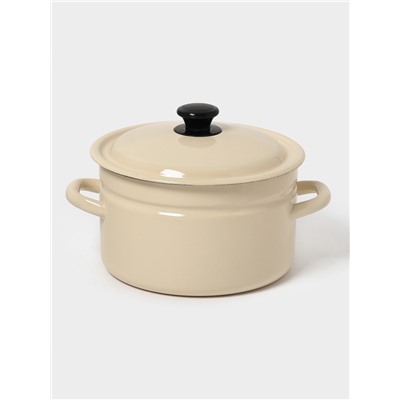 Кастрюля эмалированная, 5 л, d=23.5 см, с крышкой, цилиндрическая, цвет слоновой кости