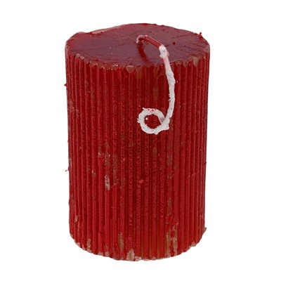 УЦЕНКА Свеча - цилиндр «Рельеф», 7×10 см, красный металлик