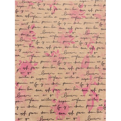 Бумага упаковочная крафт «Розы письмо», розовый/графит, 0.72×10±5% м, 40 г