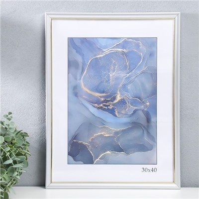 Фоторамка для фото 30×40 см Keep memories «Офисная», пластик, серебро, (пластиковый экран)