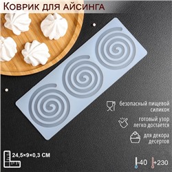 Форма для шоколада «Спираль», силикон, 3 ячейки, 24.5×9×0.3 см, прозрачная